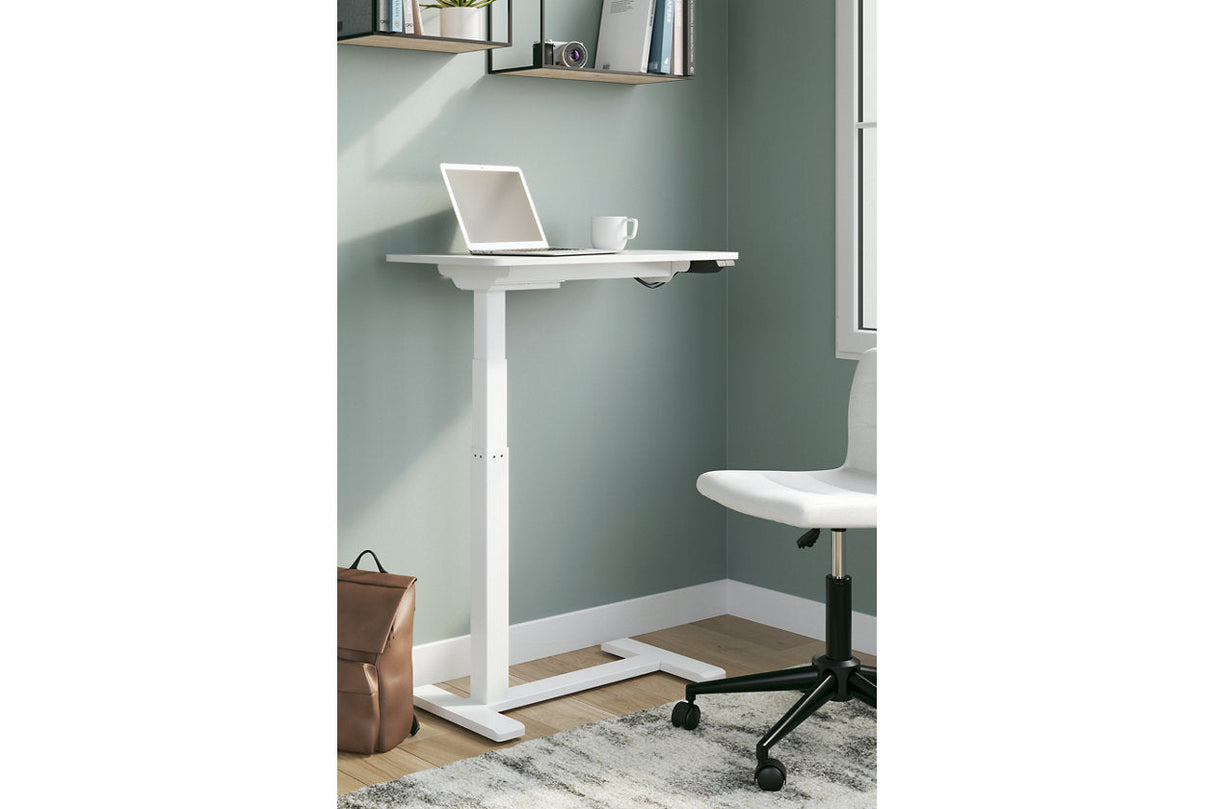 Lynxtyn Taupe/White Adjustable Height Home Office Side Desk