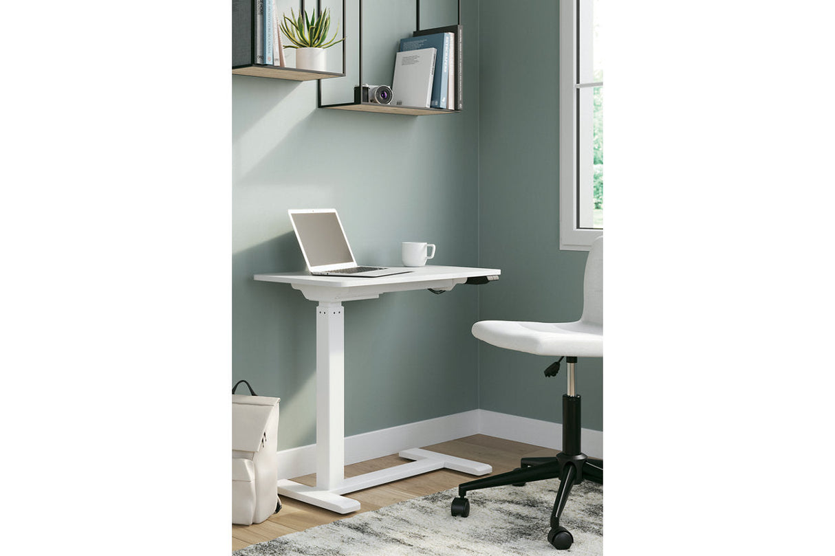 Lynxtyn Taupe/White Adjustable Height Home Office Side Desk