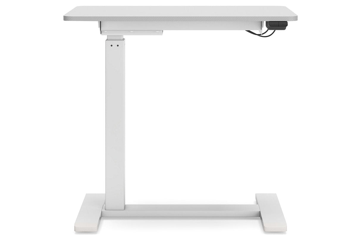 Lynxtyn Taupe/White Adjustable Height Home Office Side Desk