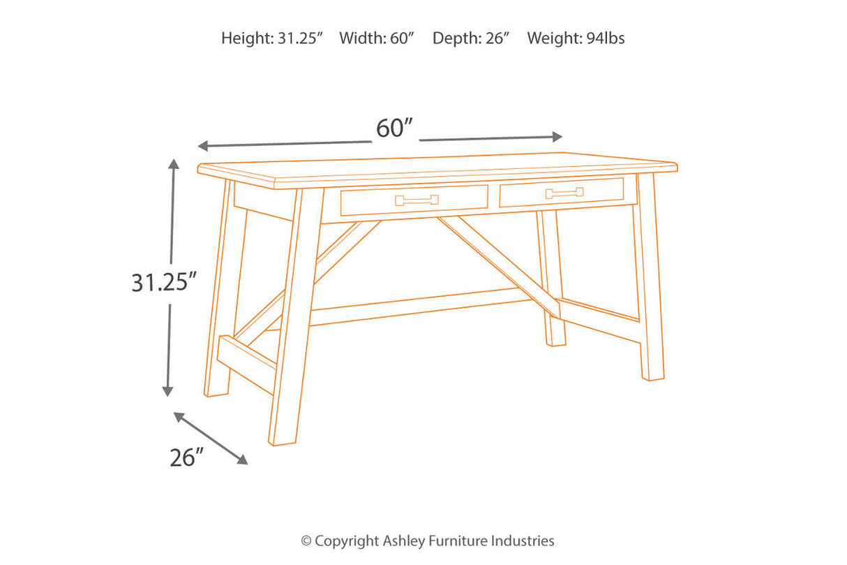 Baldridge Rustic Brown Home Office Desk