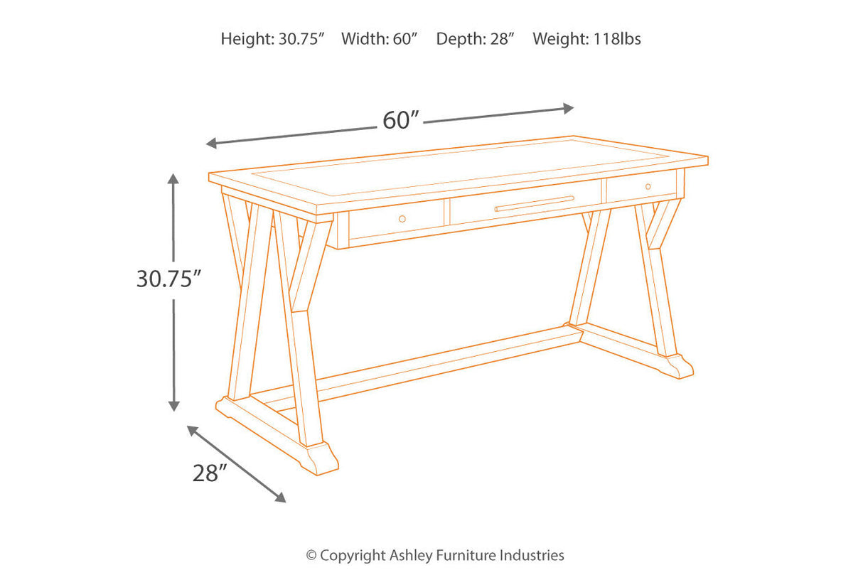 Luxenford Grayish Brown 60" Home Office Desk