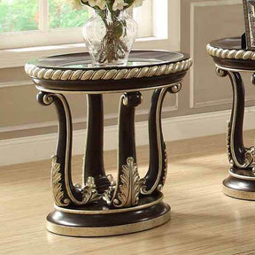 HD-213 Brown Cherry/Metallic Antique Gold Highlights End Table by Homey Design at Eve Furniture
