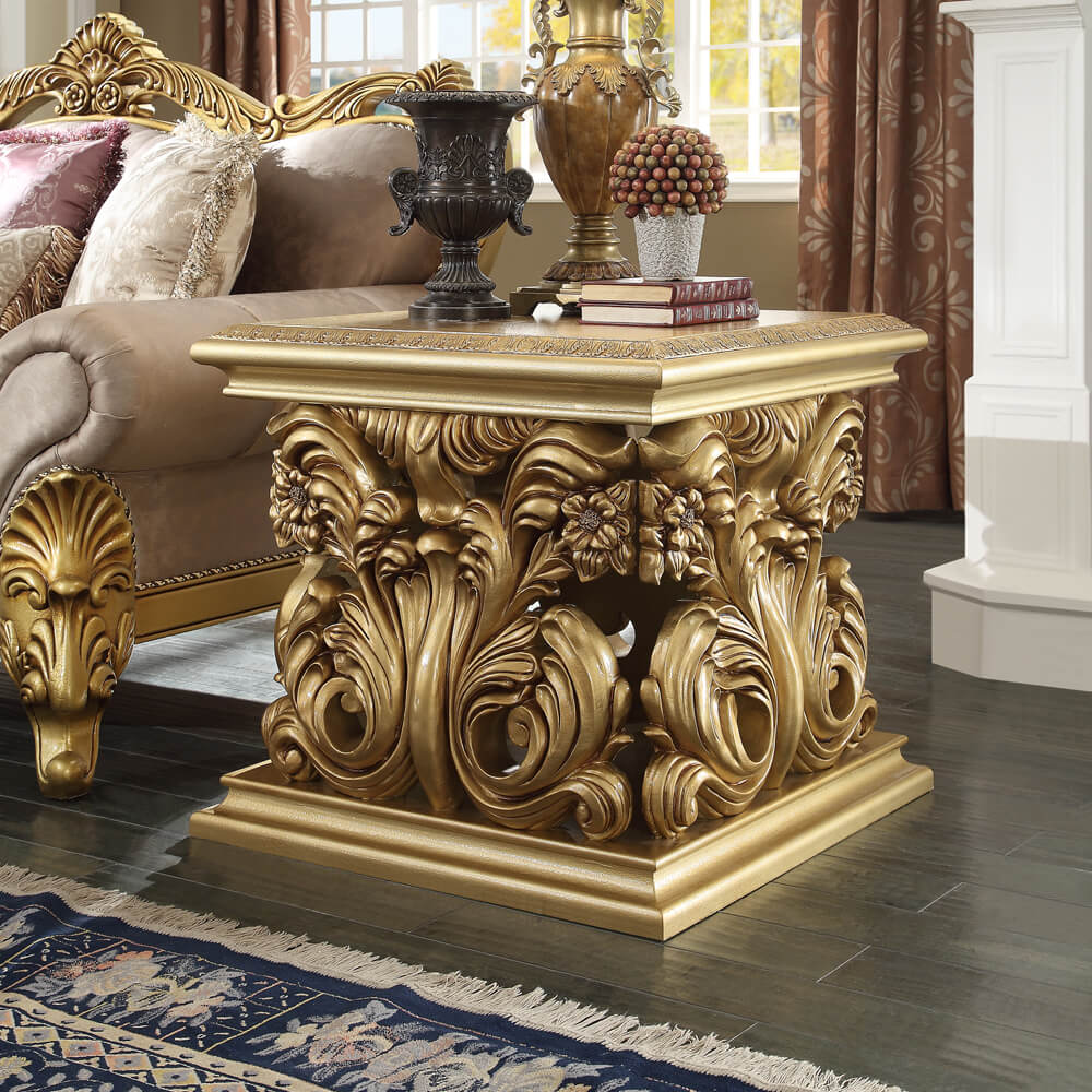 HD-8016 Metallic Bright Gold End Table by Homey Design at Eve Furniture