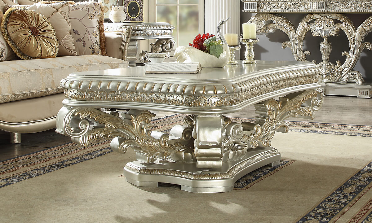 HD-8088 Metallic Silver/Gold Highlights Coffee Table by Homey Design at Eve Furniture