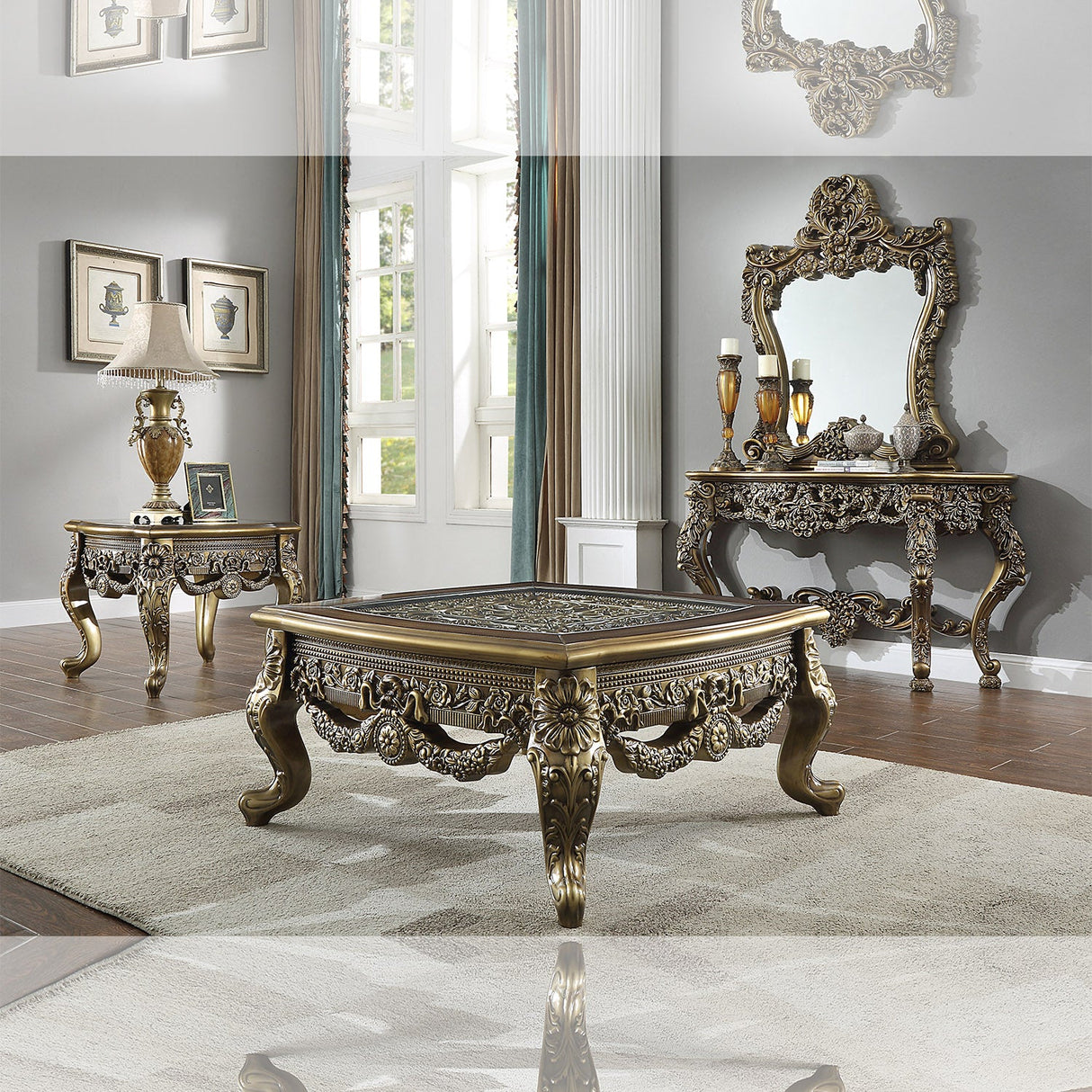 HD-905 Perfect Brown/Metallic Antique Gold Br End Table by Homey Design at Eve Furniture