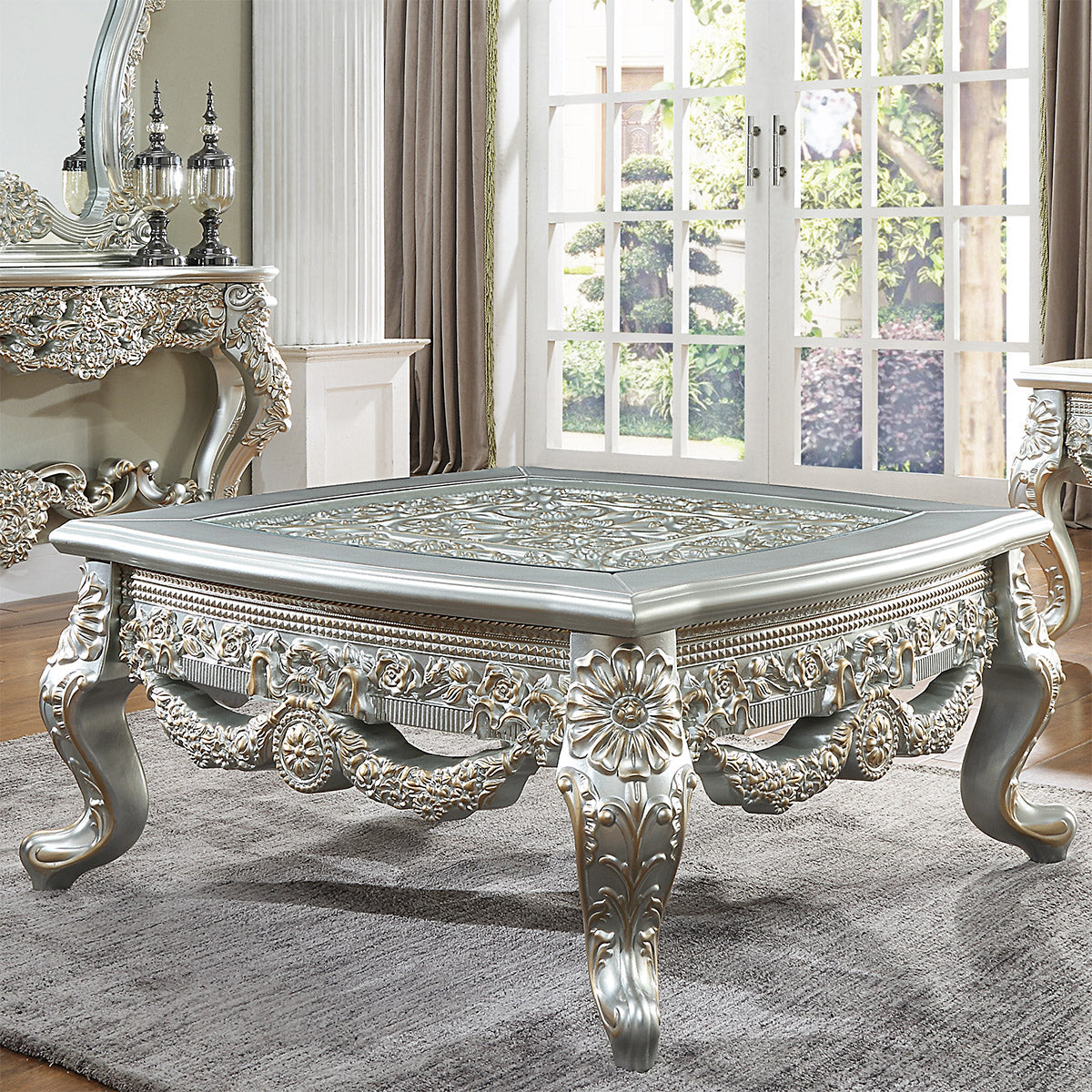 HD-905 Belle Silver/Gold Highlight Side Coffee Table by Homey Design at Eve Furniture