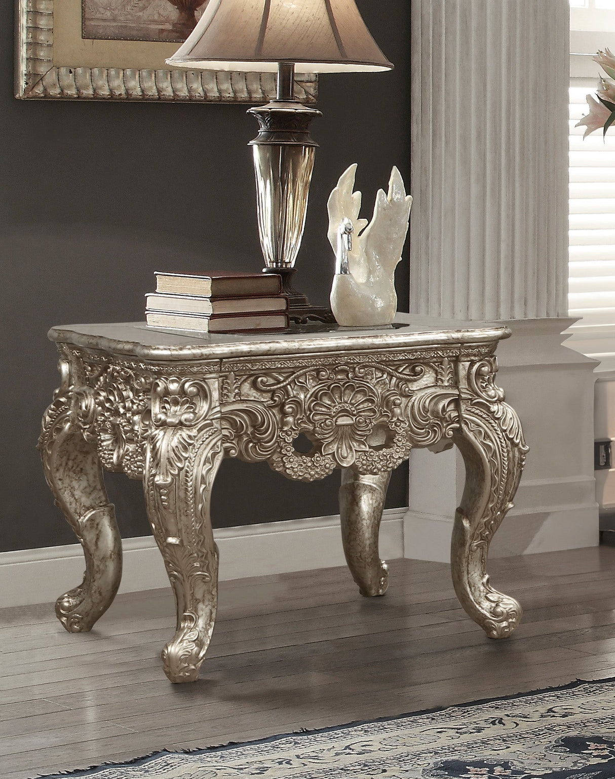 Homey Design HD-998CH Champagne Silver End Table by Homey Design at Eve Furniture