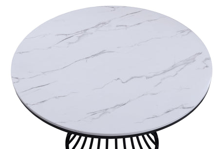 Hadley Black Faux Marble Top Round Dining Table by Crown Mark at Eve Furniture