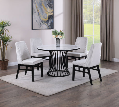 Hadley Black Faux Marble Top Round Dining Table by Crown Mark at Eve Furniture