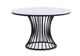 Hadley Black and Light Gray Faux Marble Top Round Dining Set by Crown Mark at Eve Furniture