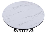 Hadley Black and Light Gray Faux Marble Top Round Dining Set by Crown Mark at Eve Furniture