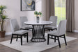Hadley Black and Light Gray Faux Marble Top Round Dining Set by Crown Mark at Eve Furniture