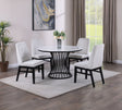 Hadley Black and White Faux Marble Top Round Dining Set by Crown Mark at Eve Furniture