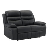 Hancock Black Leather Double Reclining Loveseat by Homelegance at Eve Furniture