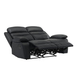Hancock Black Leather Double Reclining Loveseat by Homelegance at Eve Furniture