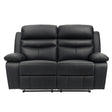 Hancock Black Leather Double Reclining Loveseat by Homelegance at Eve Furniture
