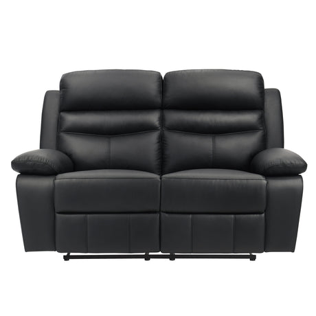 Hancock Black Leather Double Reclining Loveseat by Homelegance at Eve Furniture