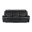 Hancock Black Leather Double Reclining Sofa by Homelegance at Eve Furniture