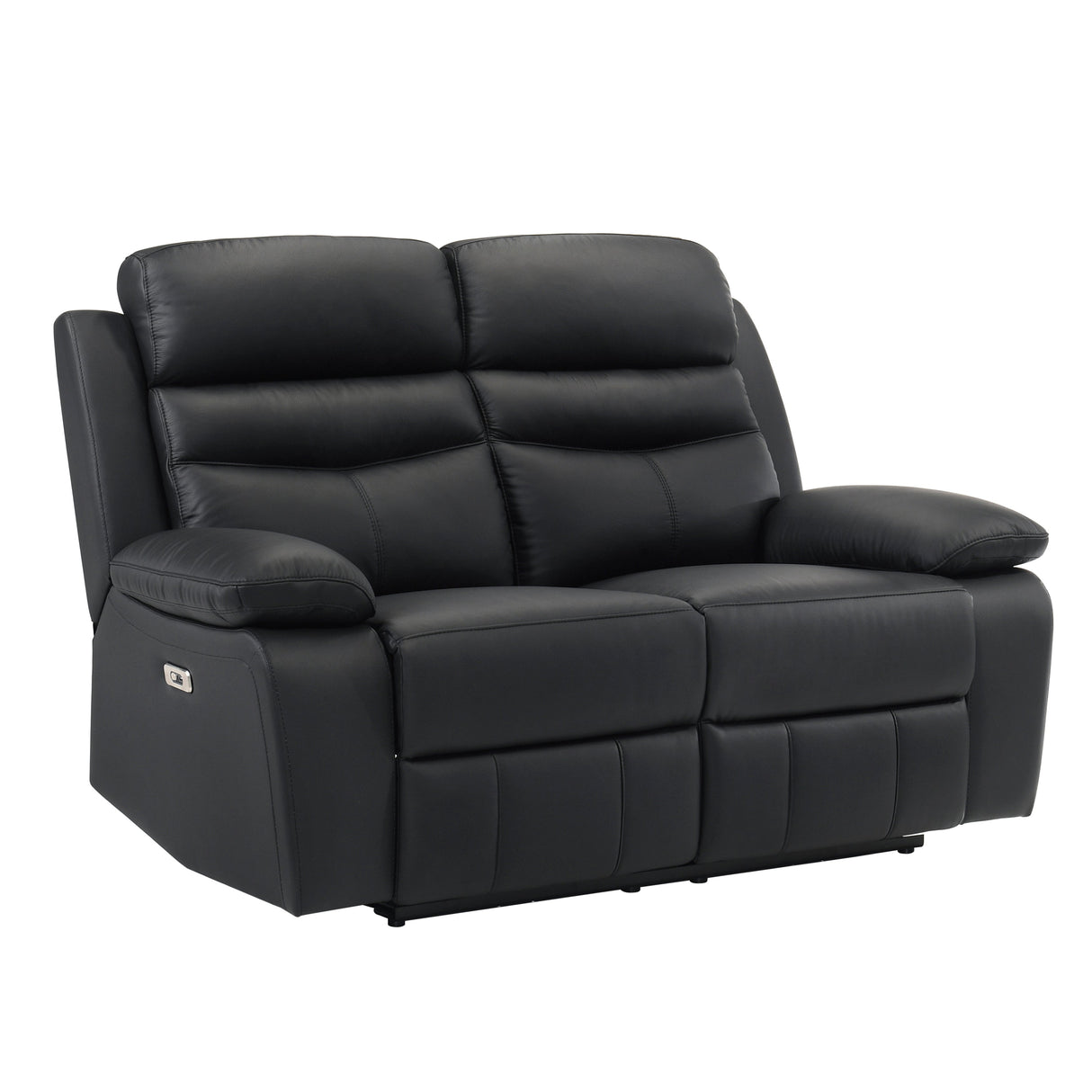Hancock Black Leather Power Double Reclining Loveseat by Homelegance at Eve Furniture