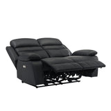 Hancock Black Leather Power Double Reclining Loveseat by Homelegance at Eve Furniture