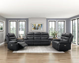Hancock Black Leather Power Double Reclining Loveseat by Homelegance at Eve Furniture