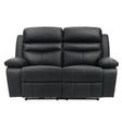 Hancock Black Leather Power Double Reclining Loveseat by Homelegance at Eve Furniture