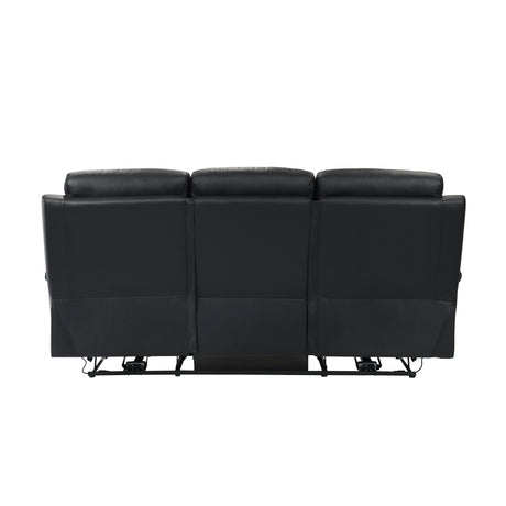 Hancock Black Leather Power Double Reclining Sofa by Homelegance at Eve Furniture