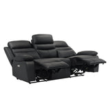 Hancock Black Leather Power Double Reclining Sofa by Homelegance at Eve Furniture