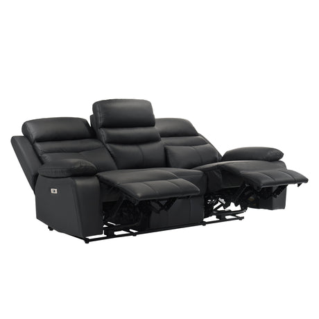 Hancock Black Leather Power Double Reclining Sofa by Homelegance at Eve Furniture