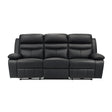 Hancock Black Leather Power Double Reclining Sofa by Homelegance at Eve Furniture