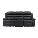 Hancock Black Leather Power Double Reclining Sofa by Homelegance at Eve Furniture