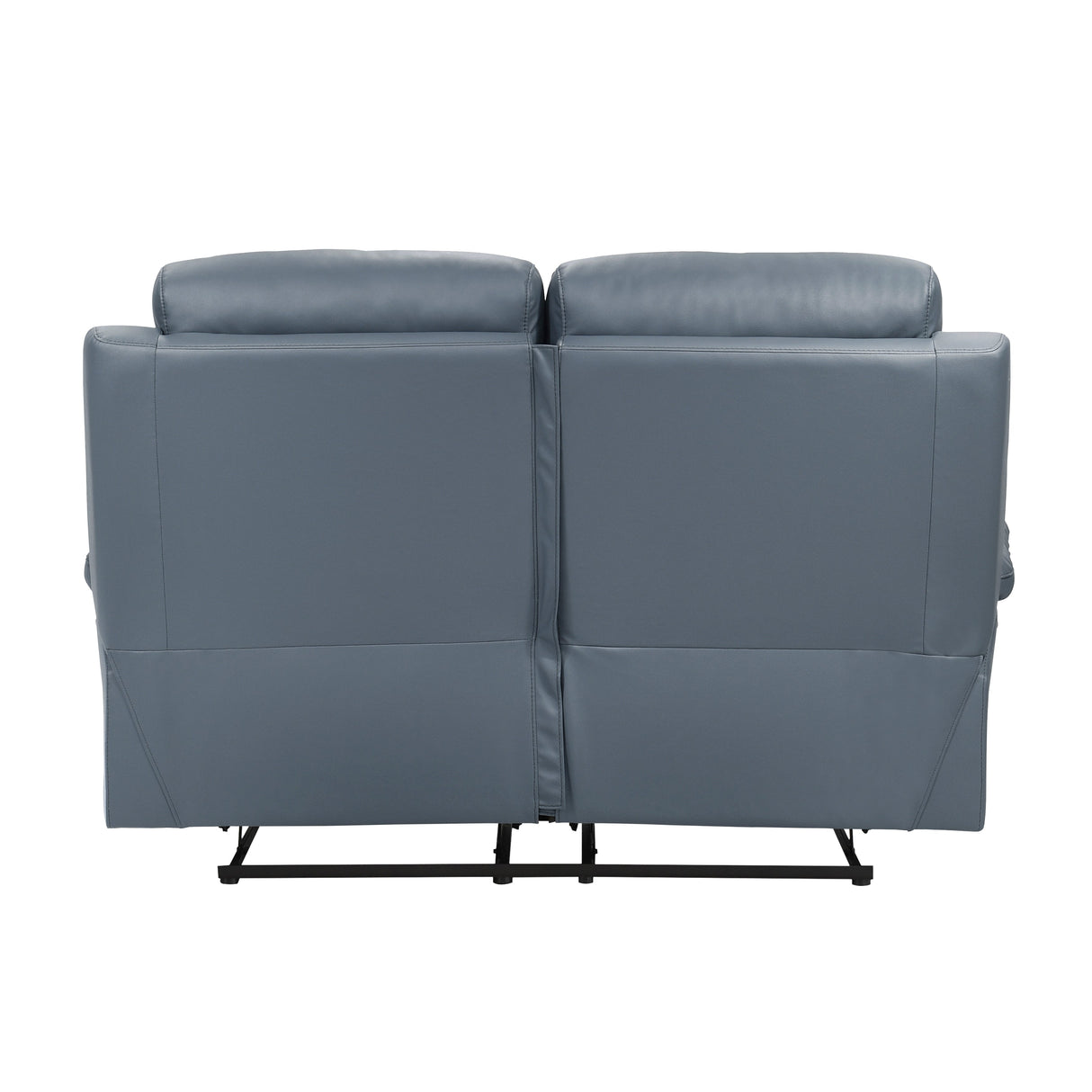 Hancock Blue Leather Double Reclining Loveseat by Homelegance at Eve Furniture