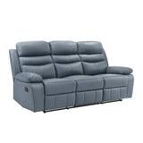 Hancock Blue Leather Double Reclining Sofa by Homelegance at Eve Furniture