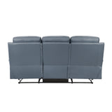 Hancock Blue Leather Double Reclining Sofa by Homelegance at Eve Furniture