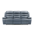 Hancock Blue Leather Double Reclining Sofa by Homelegance at Eve Furniture