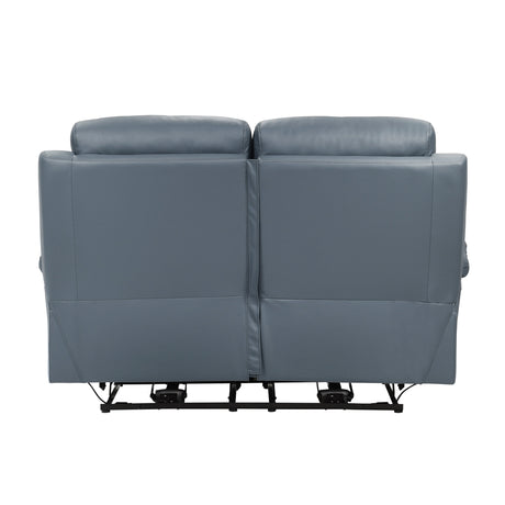 Hancock Blue Leather Power Double Reclining Loveseat by Homelegance at Eve Furniture