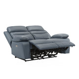 Hancock Blue Leather Power Double Reclining Loveseat by Homelegance at Eve Furniture