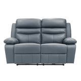 Hancock Blue Leather Power Double Reclining Loveseat by Homelegance at Eve Furniture
