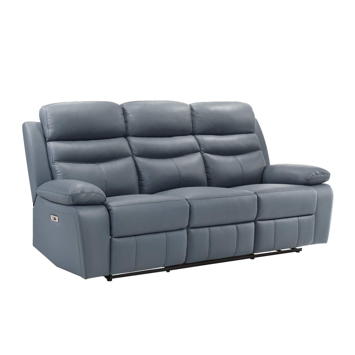 Hancock Blue Leather Power Double Reclining Sofa by Homelegance at Eve Furniture