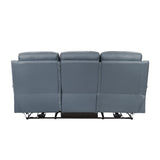 Hancock Blue Leather Power Double Reclining Sofa by Homelegance at Eve Furniture