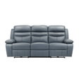 Hancock Blue Leather Power Double Reclining Sofa by Homelegance at Eve Furniture