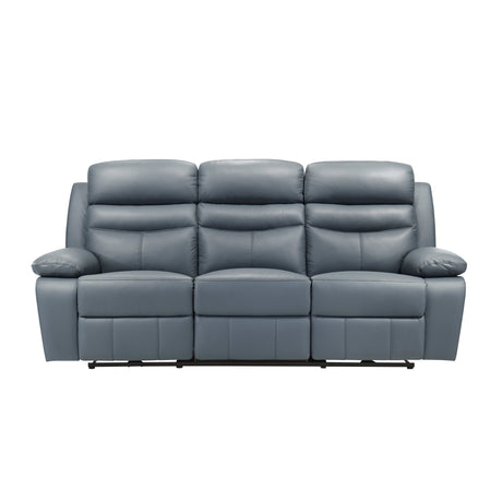 Hancock Blue Leather Power Double Reclining Sofa by Homelegance at Eve Furniture