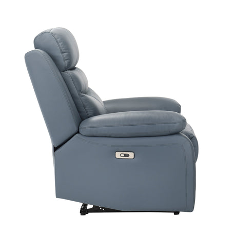 Hancock Blue Leather Power Reclining Chair by Homelegance at Eve Furniture