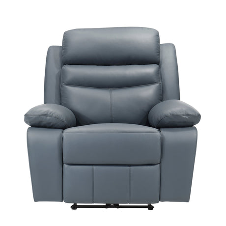 Hancock Blue Leather Power Reclining Chair by Homelegance at Eve Furniture