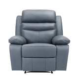 Hancock Blue Leather Reclining Chair by Homelegance at Eve Furniture