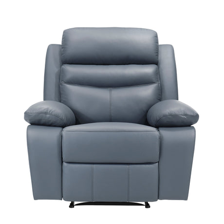 Hancock Blue Leather Reclining Chair by Homelegance at Eve Furniture