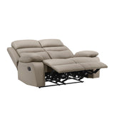 Hancock Latte Leather Double Reclining Loveseat by Homelegance at Eve Furniture