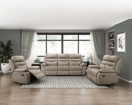 Hancock Latte Leather Double Reclining Loveseat by Homelegance at Eve Furniture