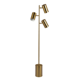 Harmony Brassed Gold Floor Lamp with Rotary Switch Triple Spots Metal Block Base by Ashcroft Imports at Eve Furniture