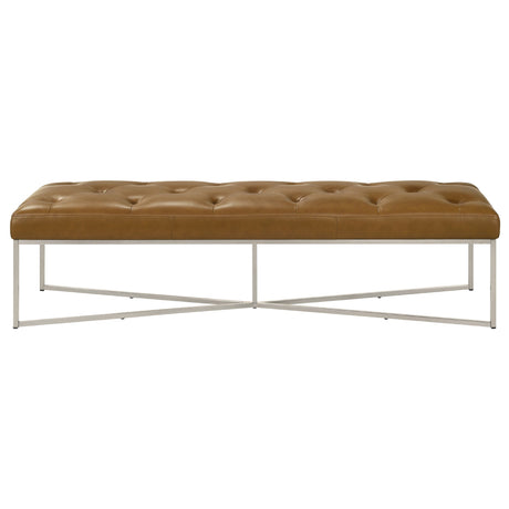 Harper Tan Leather Bench by Ashcroft Imports at Eve Furniture